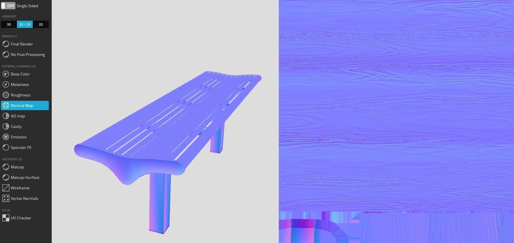 Bench 5 Low-Poly Wood Steel Mixed Version Low-poly 3D model_20