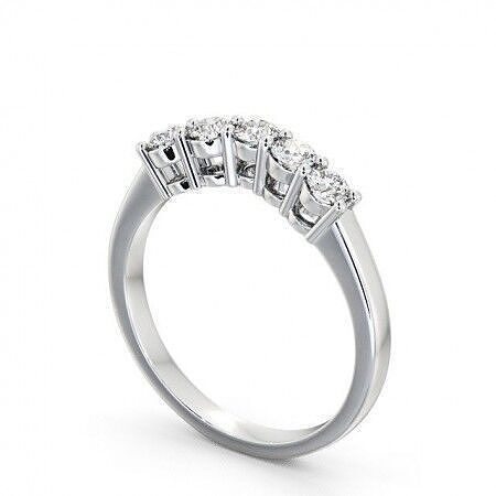 stl file five stone diamond ring gold 3D print model
