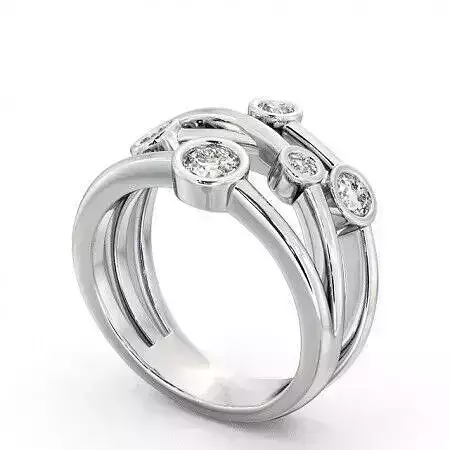 stl file diamond ring gold with three round diamonds - london