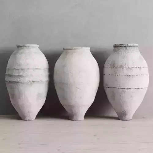 White Washed Antique Turkish Olive Jars Low-poly 3D model