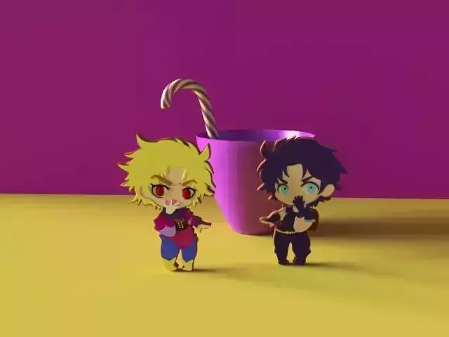 JoJo model two anime figurines 3D model