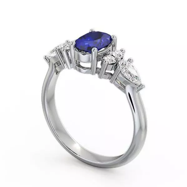 stl file sapphire and diamond ring 3D print model_0