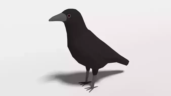 Low Poly Cartoon Crow Low-poly 3D model