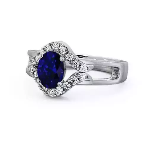 stl file oval sapphire and diamond ring