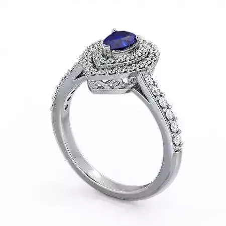 stl file sapphire and diamond halo engagement ring