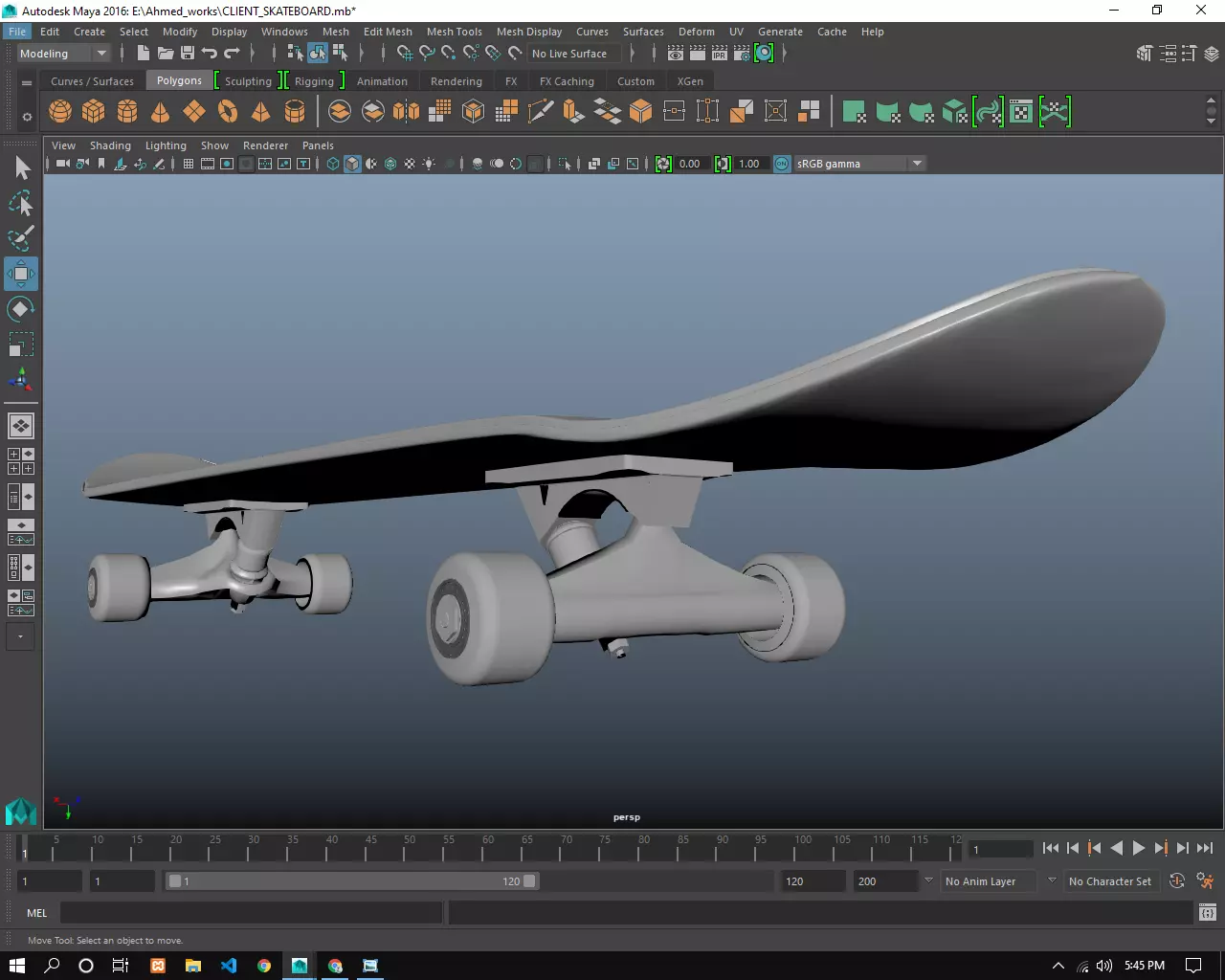 Skateboard with american flag 3D model