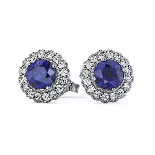 stl file sapphire and diamond stud earrings