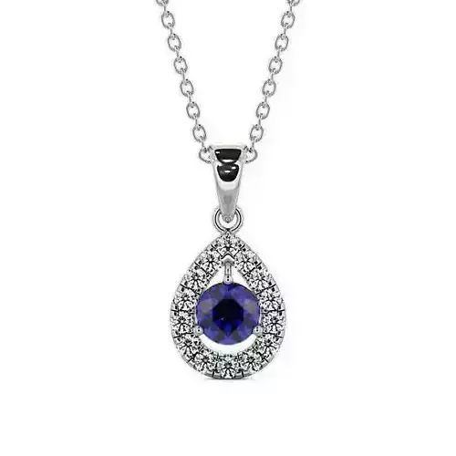 stl file sapphire pendant with diamonds