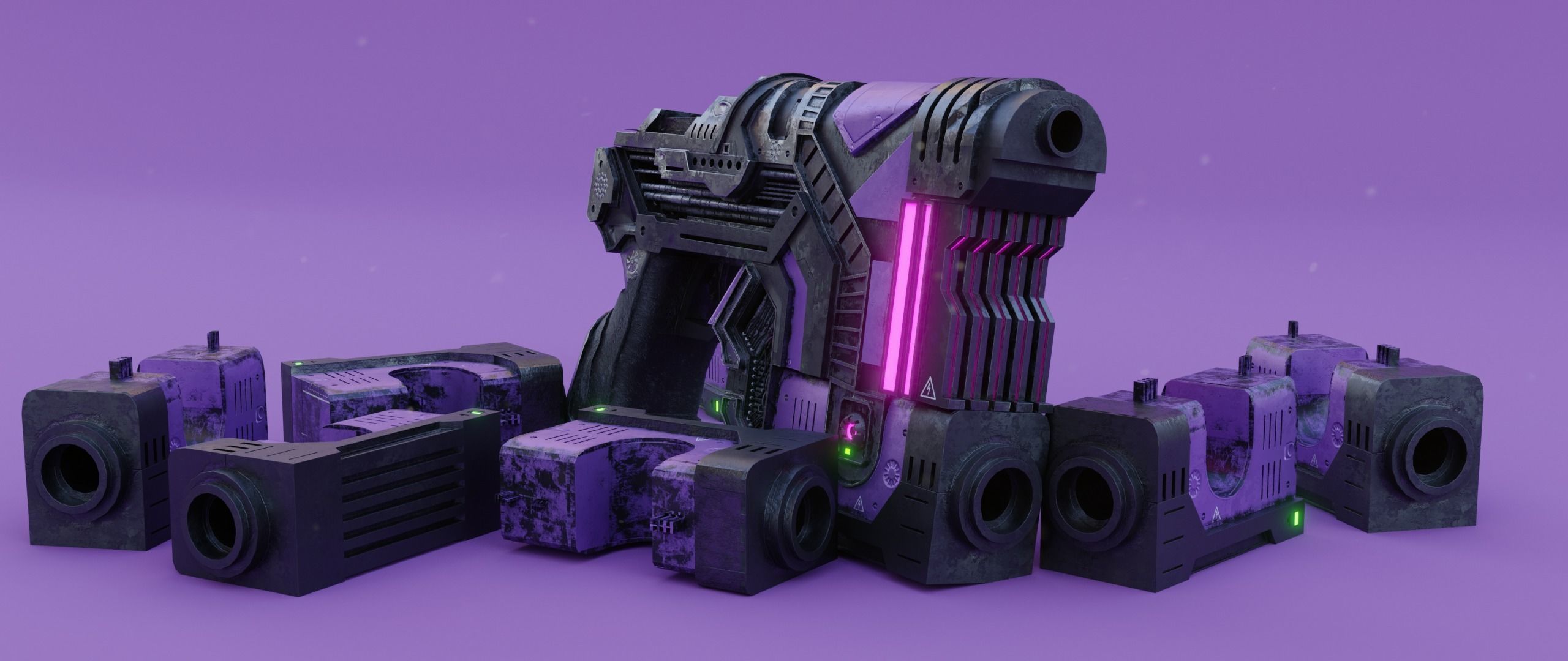 Sci-fi Heavy Handgun 3D model_15