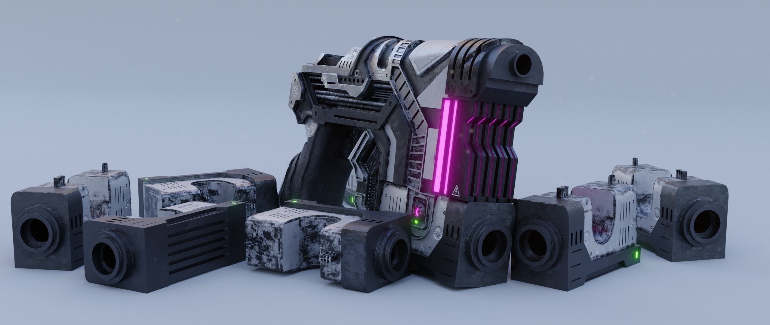 Sci-fi Heavy Handgun 3D model_16