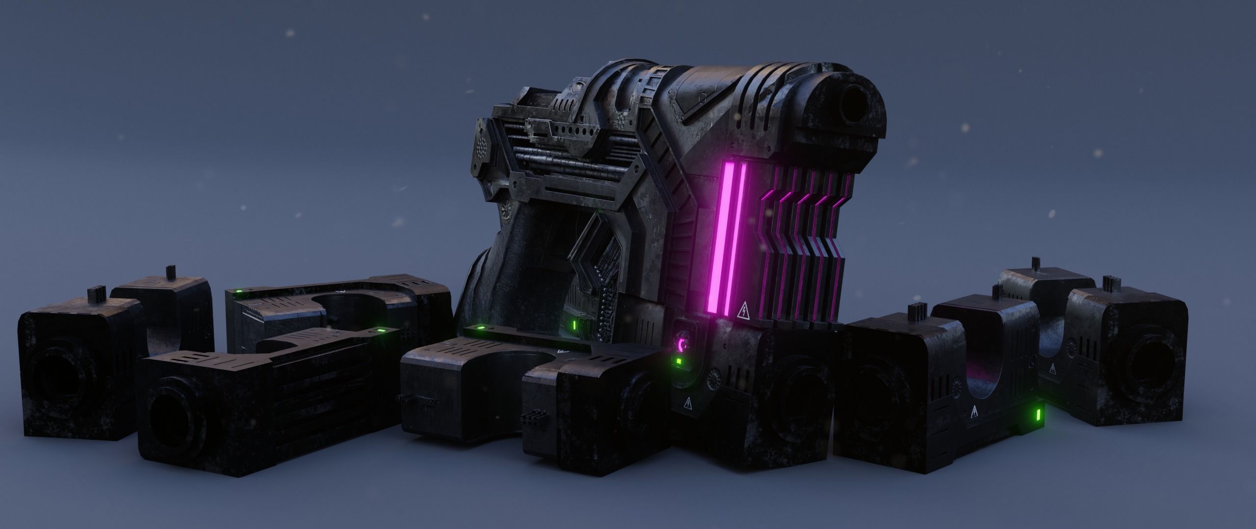 Sci-fi Heavy Handgun 3D model_12