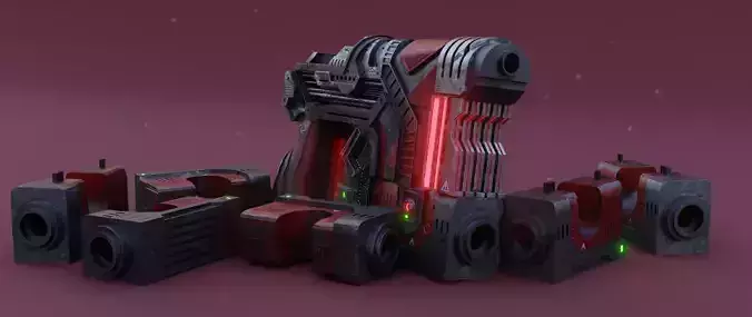 Sci-fi Heavy Handgun 3D model