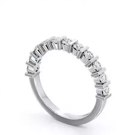 stl file gold half eternity ring with round brilliant cut diamonds