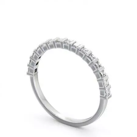 stl file princess cut diamond eternity ring gold 3D print model_0