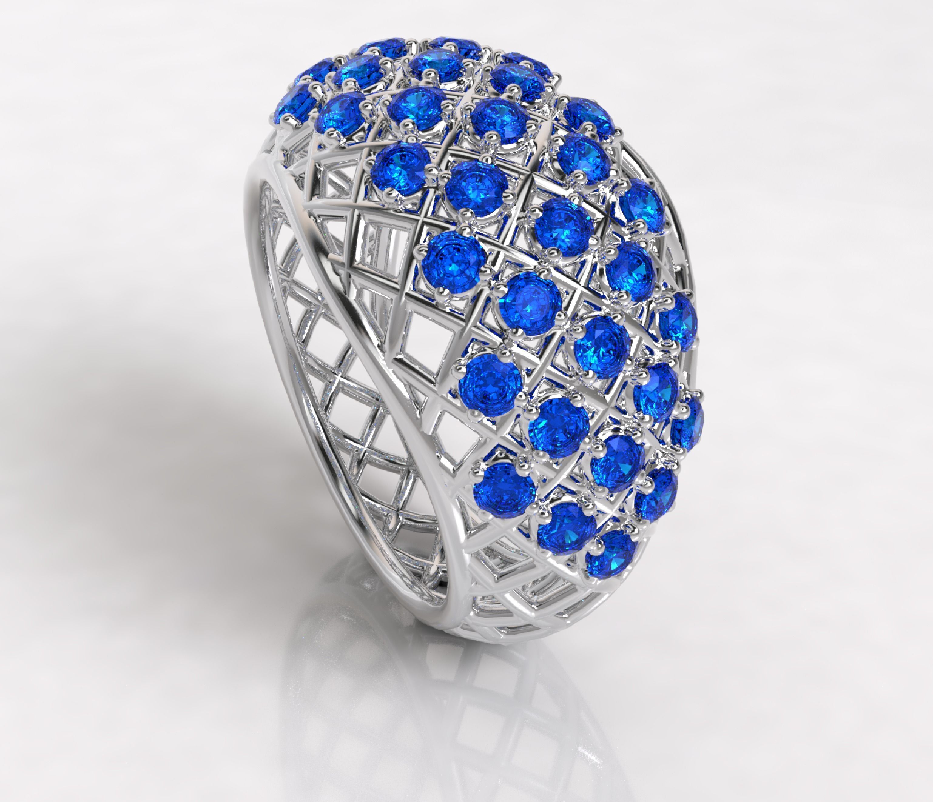 Anillo tipo red con piedras ring 3D model_1