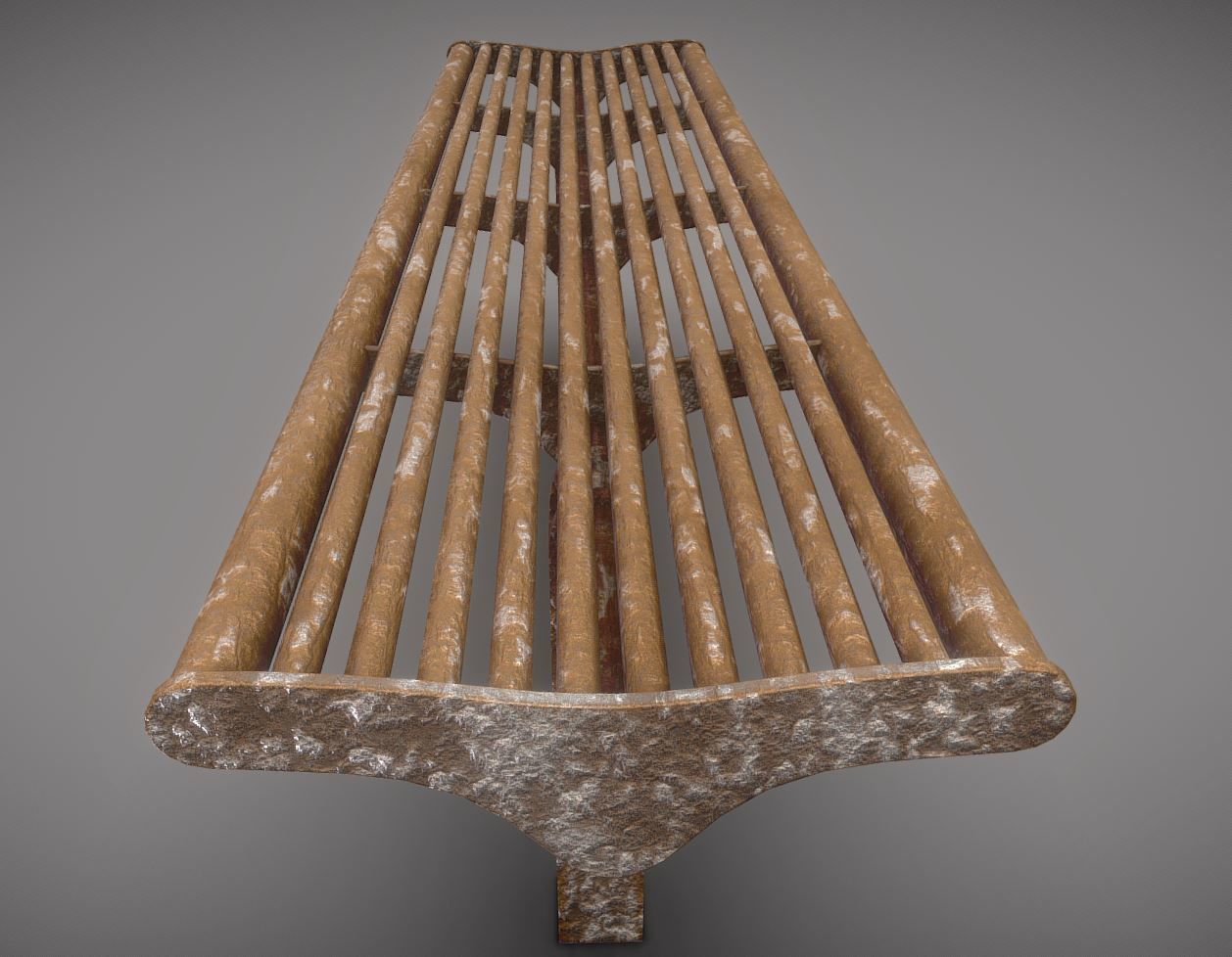 Rusted Bench 5 Low-poly 3D model_1