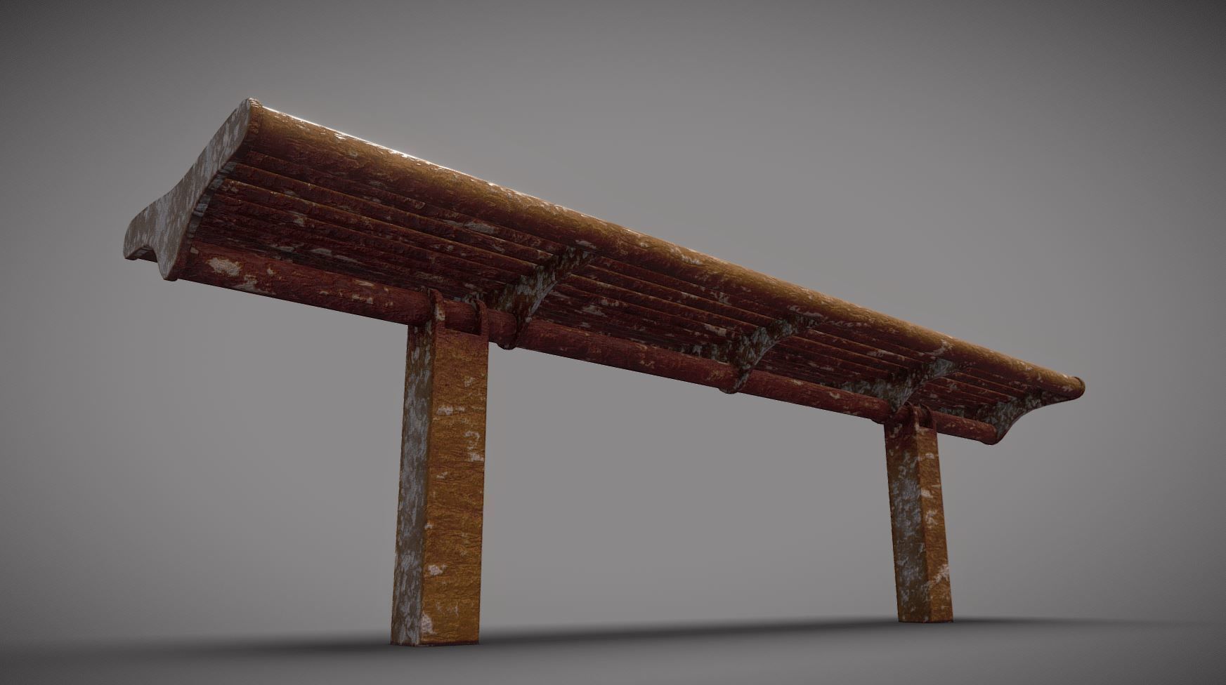 Rusted Bench 5 Low-poly 3D model_5