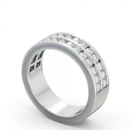 stl file princess cut diamond eternity ring 3D print model_0