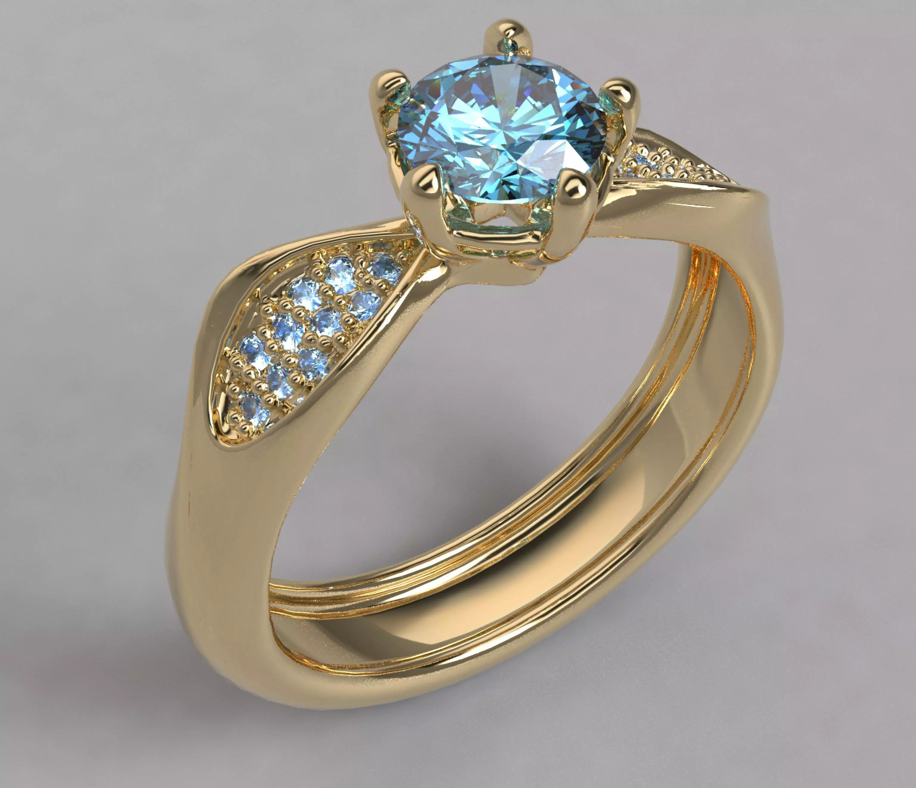 Anillo solitario con piedras ring 3D model