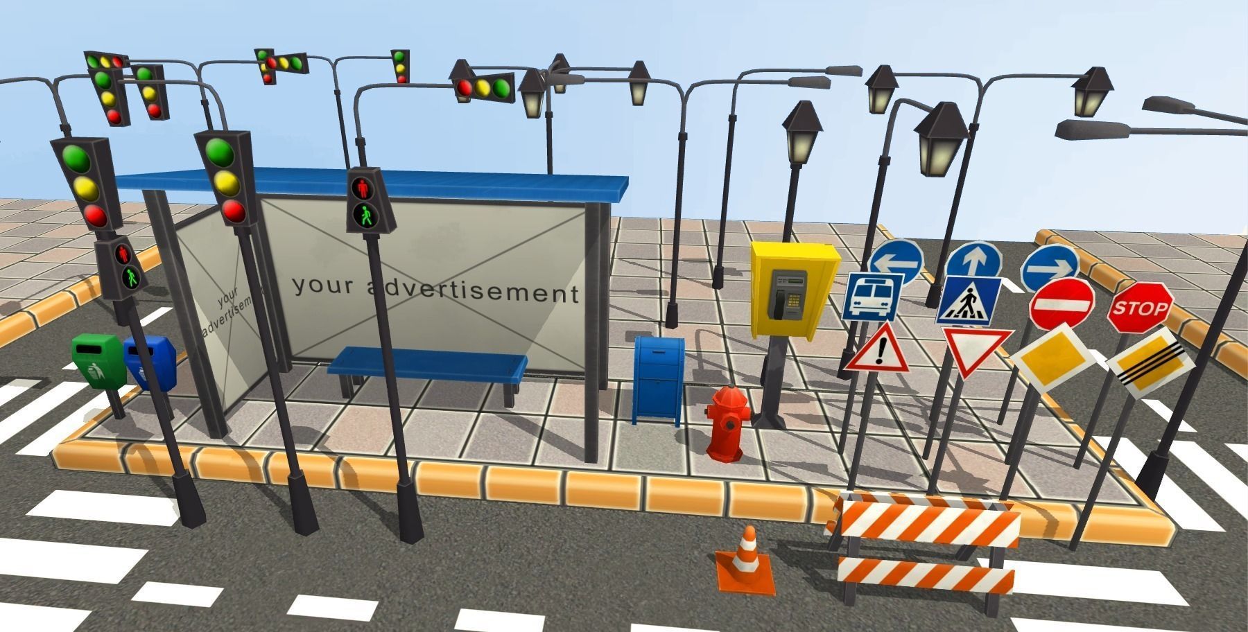 Cartoon City Mega-Pack Low-poly 3D model_8