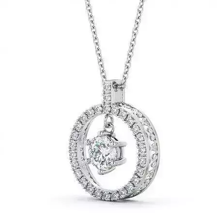 stl file pendant with round diamond in center