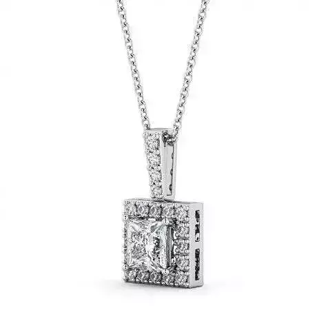 stl file princess cut diamond pendant on chain