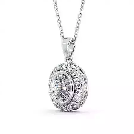 stl file oval diamond halo pendant