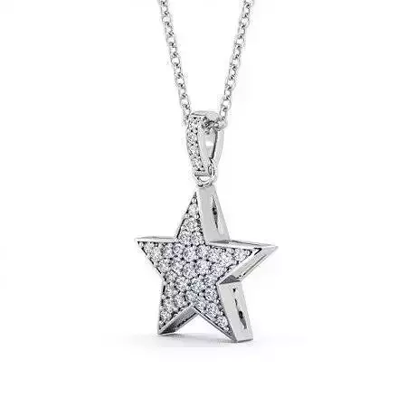 stl file star pendant with diamonds on chain