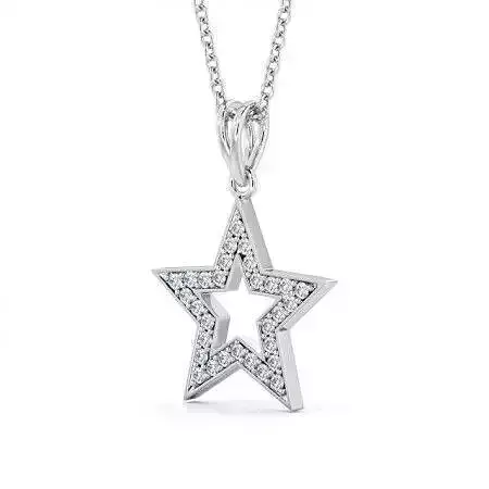 stl file star pendant with diamonds on chain