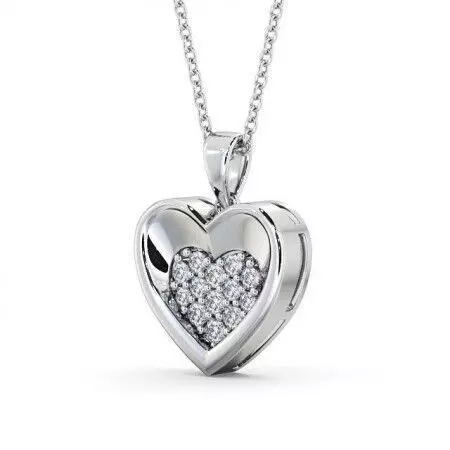 stl file heart pendant with diamonds on sterling silver chain 3D print model_0