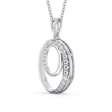 stl file oval pendant with diamonds on chain