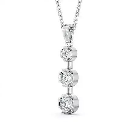 stl file three stone diamond pendant gold