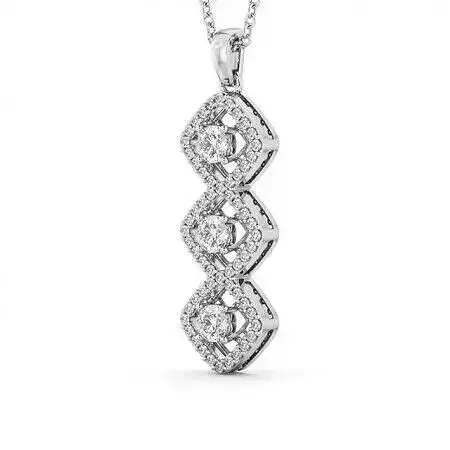 stl file three diamond pendant gold