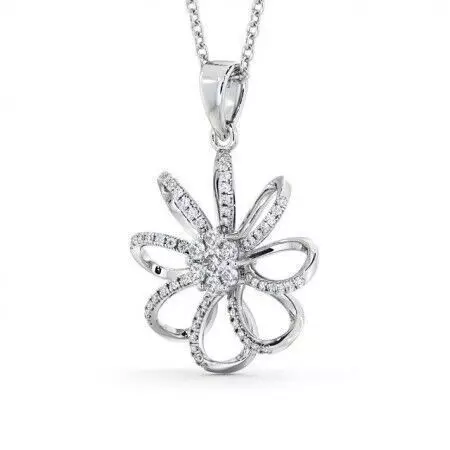 stl file diamond flower pendant gold 3D print model_0