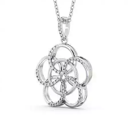 stl file flower pendant with diamonds