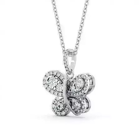 stl file butterfly pendant with diamonds on gold chain