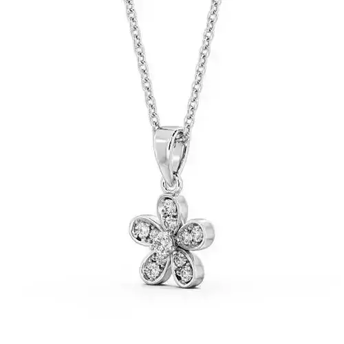 stl file diamond flower pendant on sterling silver chain