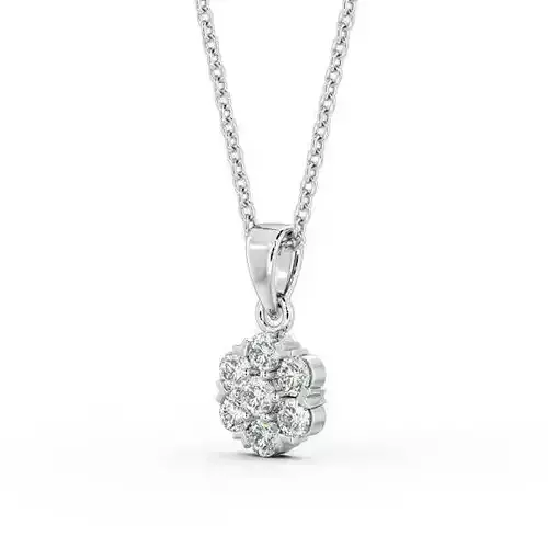 stl file diamond cluster pendant on sterling silver chain