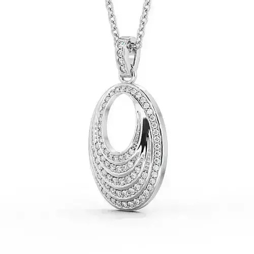 stl file oval pendant with diamonds on chain