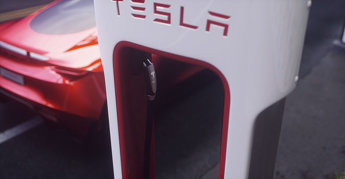 Tesla Supercharger Low-poly 3D model 6