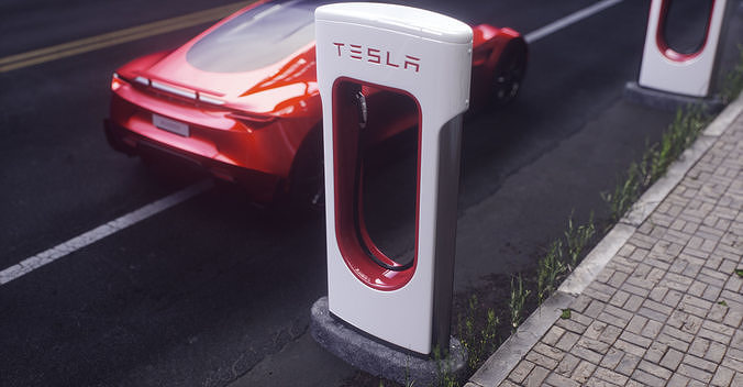 Tesla Supercharger Low-poly 3D model 5