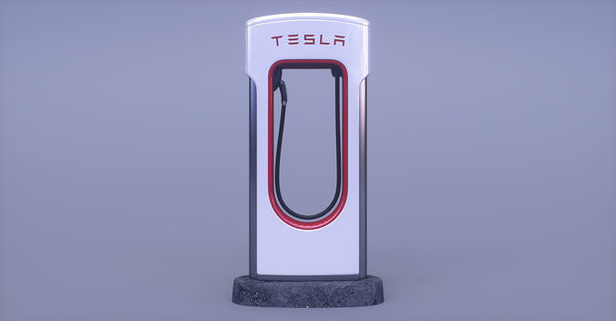 Tesla Supercharger Low-poly 3D model 7