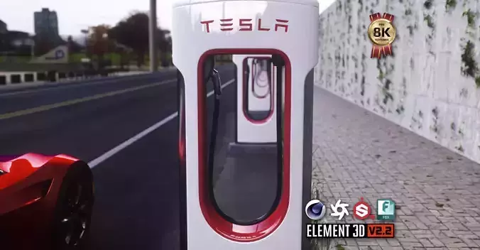Tesla Supercharger Low-poly 3D model