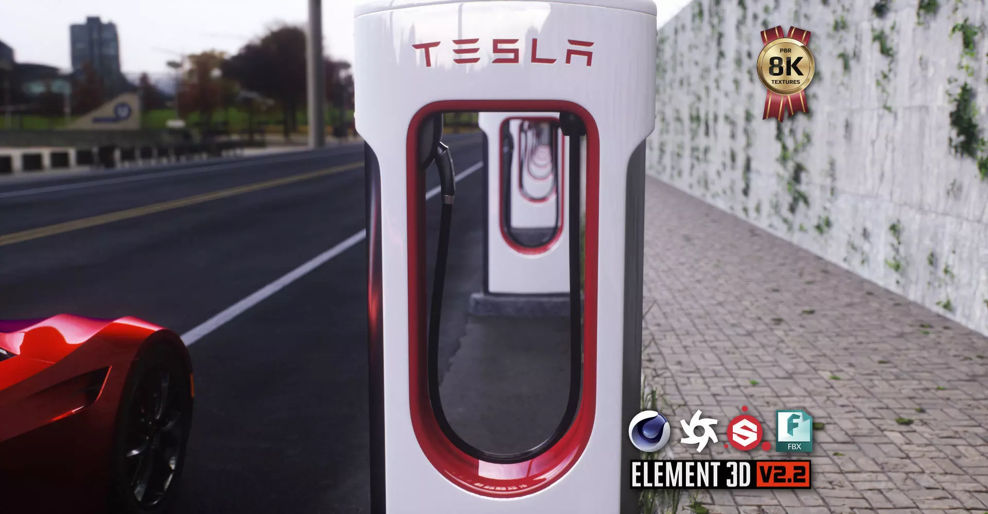 Tesla Supercharger Low-poly 3D model_0