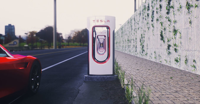 Tesla Supercharger Low-poly 3D model 2