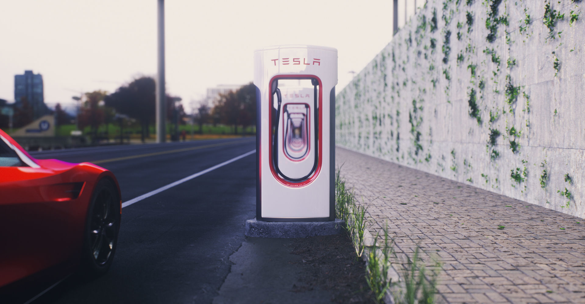 Tesla Supercharger Low-poly 3D model_1