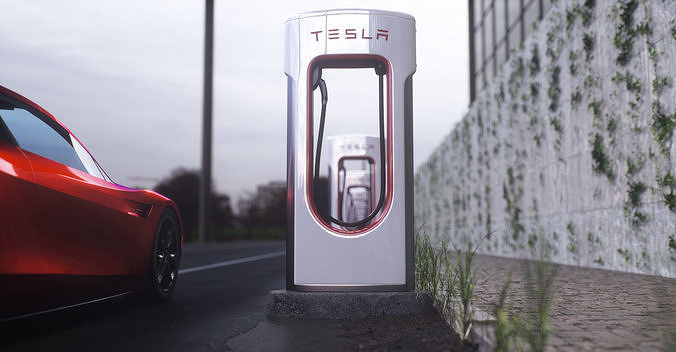 Tesla Supercharger Low-poly 3D model 3