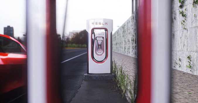 Tesla Supercharger Low-poly 3D model 4