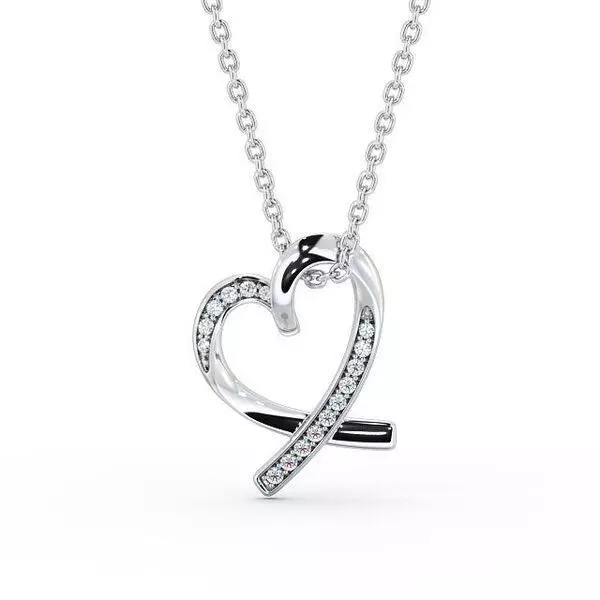 stl file heart pendant with diamonds on silver chain 3D print model_0