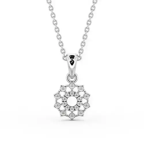 stl file diamond flower pendant on sterling silver chain